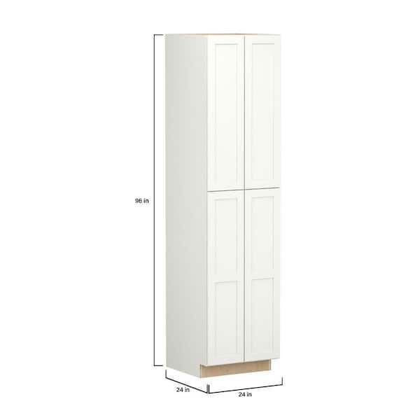 SIMPLY WOODMARK PRO Shaker Full Overlay 24 in. W x 24 in. D x 96 in. H Plywood Assembled Utility Kitchen Cabinet in Linen White