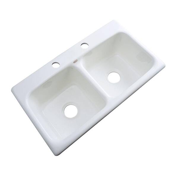 Thermocast Brighton Drop-In Acrylic 33 in. 2-Hole Double Bowl Kitchen Sink in White