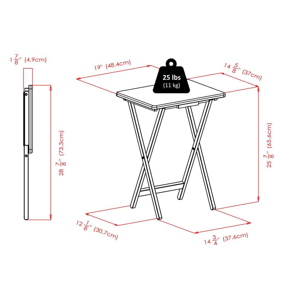 Walnut Foldable Snack Tables Set of 4