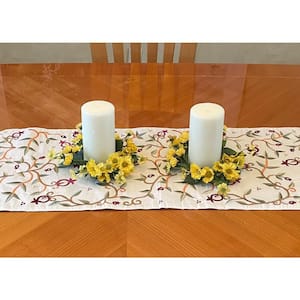 10 in. Yellow Daisy Candle Ring (Set of 2)