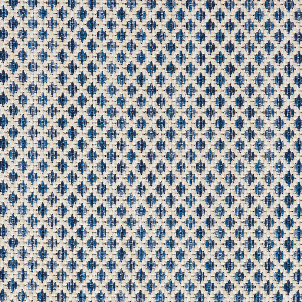 Ivory Blue Geometric 4' Square Synthetic Area Rug