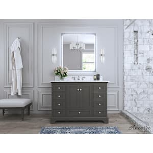 Audrey 48 in. W x 22 in. D Vanity in Sapphire Gray with Marble Vanity Top in Carrara White with White Basin