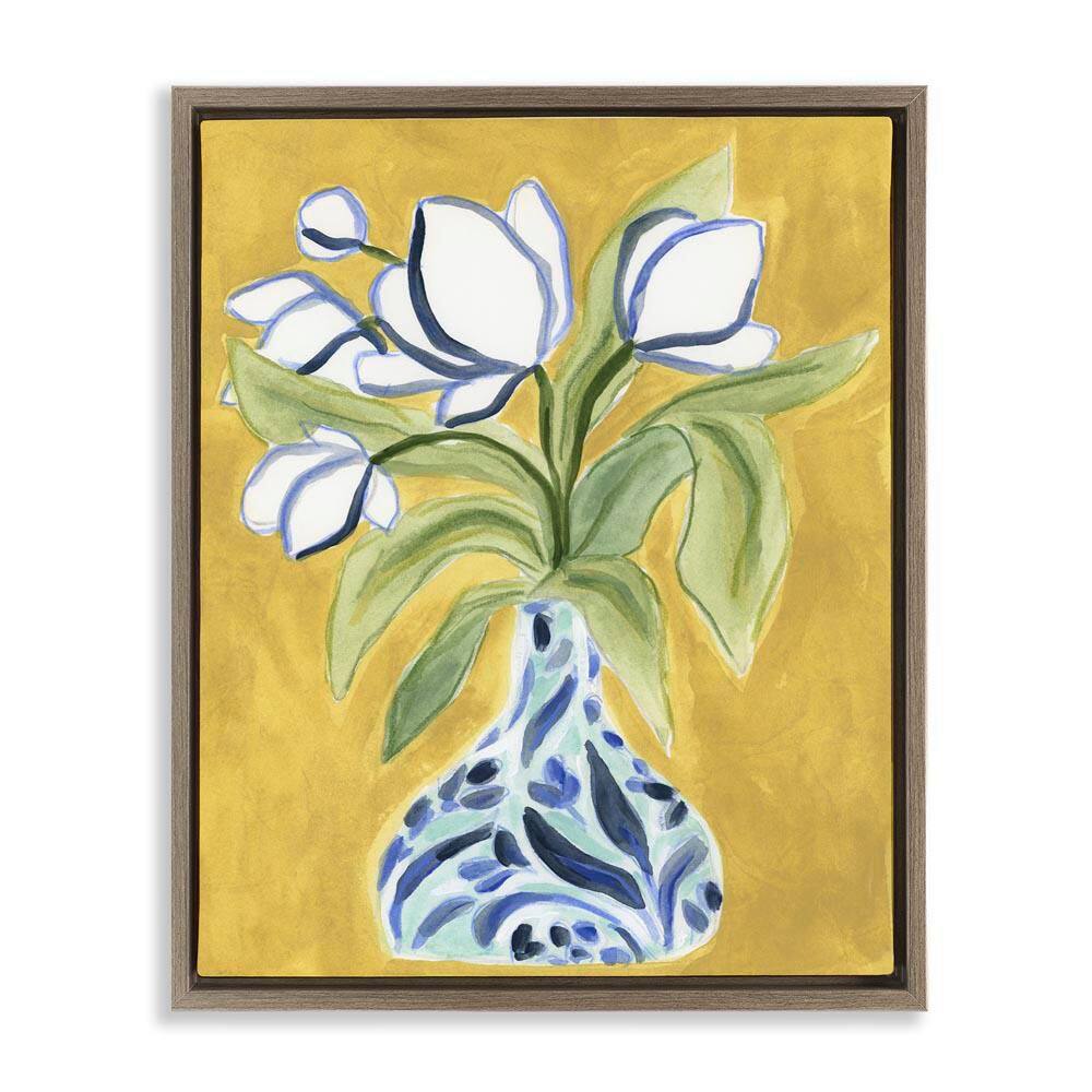 Bright Tulips in Vase by June Erica Vess Brown Floater Frame Nature Graphic Art Print 21 in. x 17 in. price history on PriceWatchPro