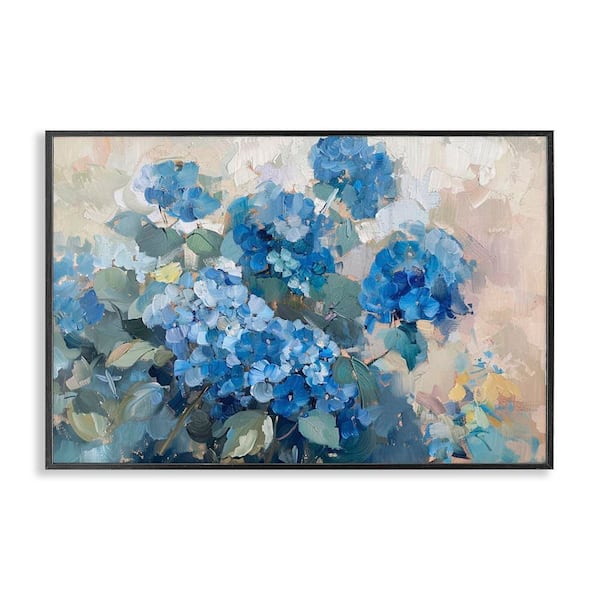 Stupell Industries Blue Hydrangeas Impression by LSR Design Studio Black Framed Nature Giclee Art Print 12 in. x 18 in.