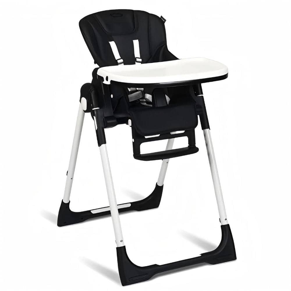 Foldable Baby High Chair with 7 Height and 5 Backrest Settings, Dishwasher-Safe Tray