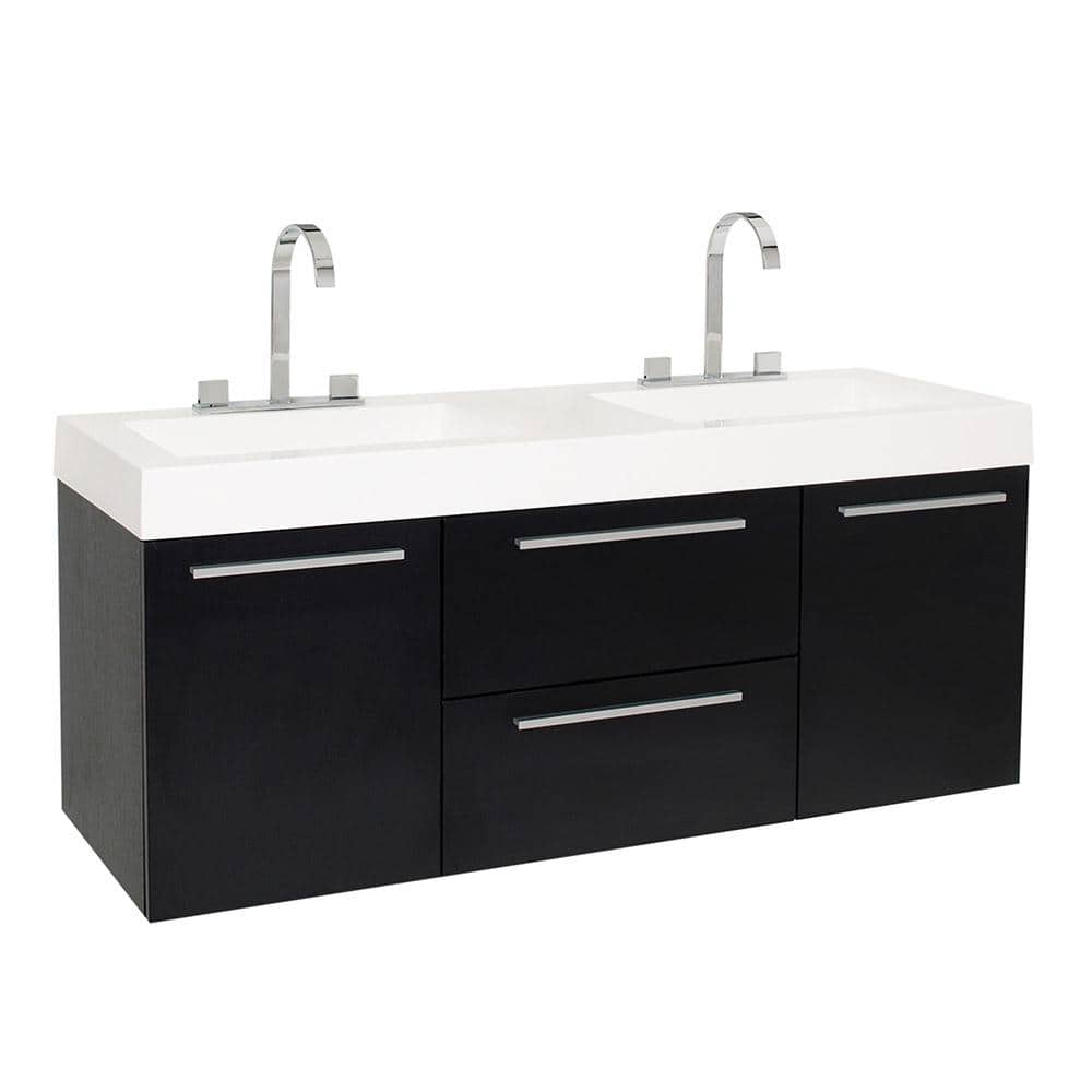 Fresca Opulento 54 in. Double Vanity in Black with Acrylic Vanity Top