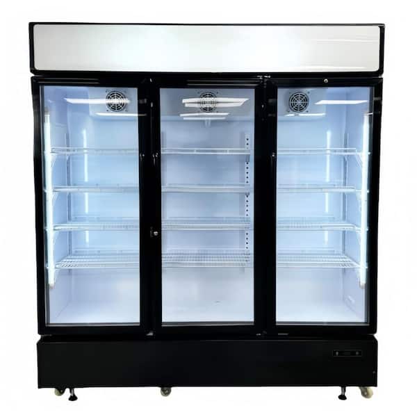 Cooler Depot NSF 71 in. 42 cu. ft. 3 Glass Door Merchandiser Commercial Refrigerator in Black