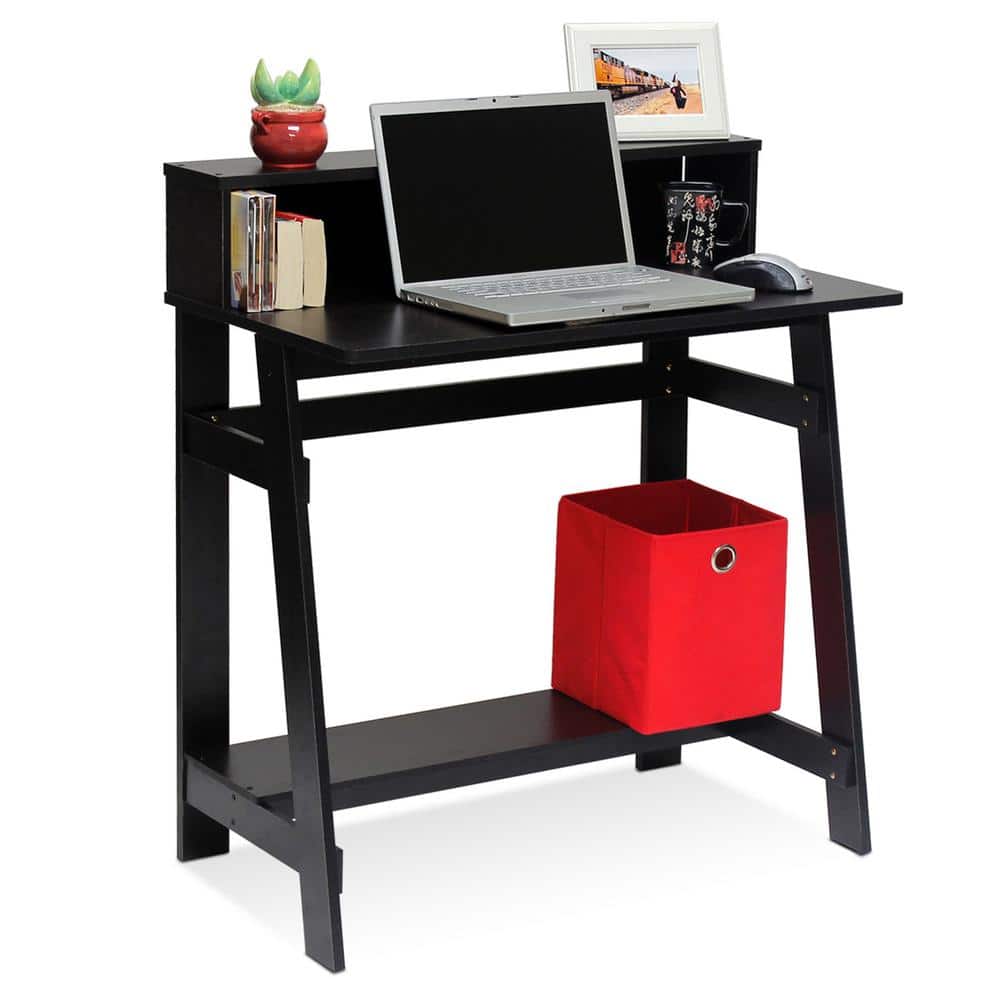 Espresso A-Frame Computer Desk with Hutch and Drawer