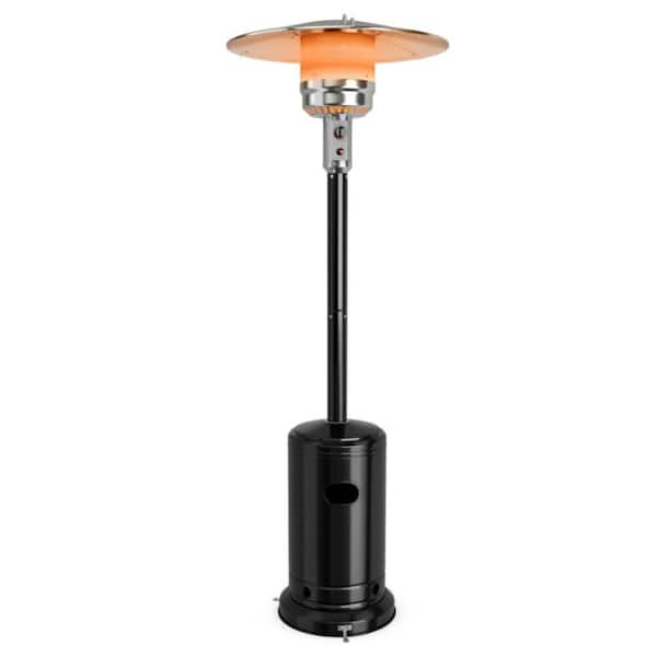 50,000 BTU Black Outdoor Propane Patio Heater with Wheels, Tip-Over Protection, Freestanding Outdoor Heater