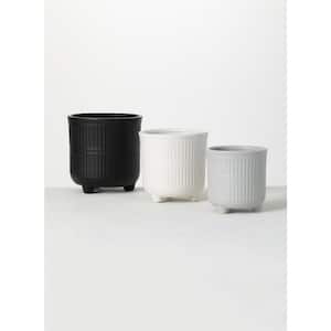 6.5", 5.5", and 4.75" Black, White & Gray Ceramic Planters (Set of 3)