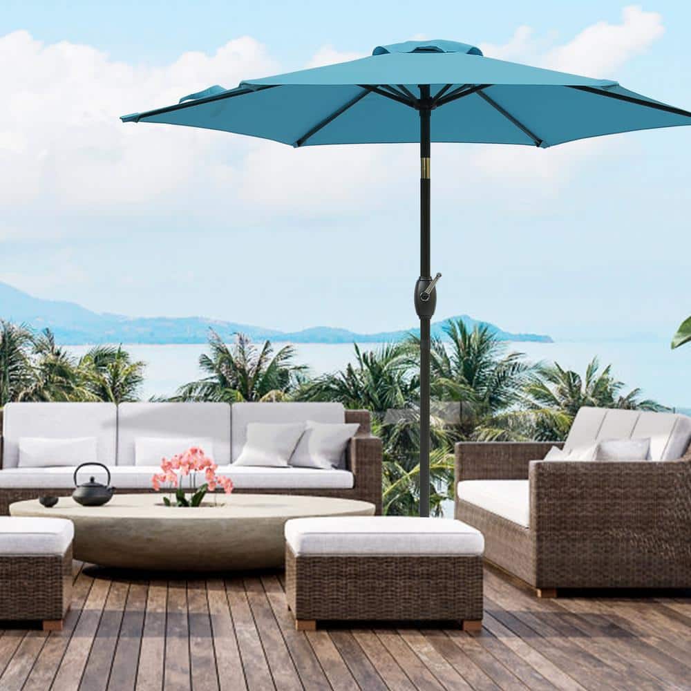 7.5 ft. Aluminum Outdoor Market Umbrella, Sun Shade with 6-Ribs Umbrella Cr