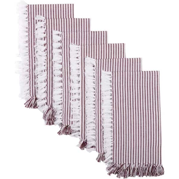 VHC BRANDS Ashton 18 in. W. x 18 in. Red Burgundy Striped Cotton Napkins Set of 6
