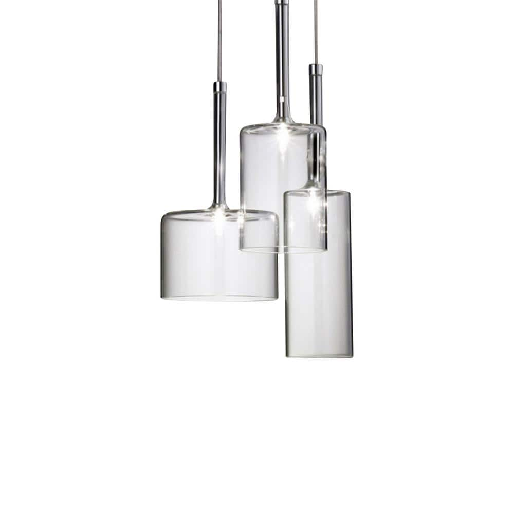 Oukaning 3-Light Clear Modern Simple Style Pendant Light with 3 Clear Glass Bottle Shades