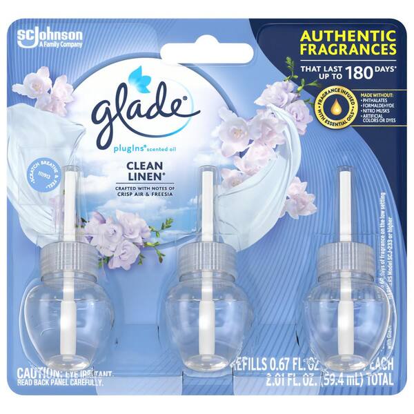 Glade PlugIns Scented Oil Air Freshener Refill, Apple Cinnamon, 3 refills, 2.01 fl oz
