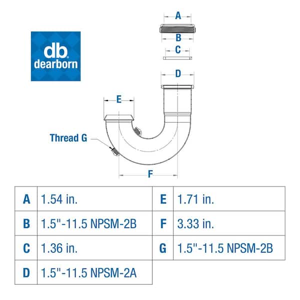 1-1/2 in. 20-Gauge Brass Sink Drain J-Bend, Chrome-Plated
