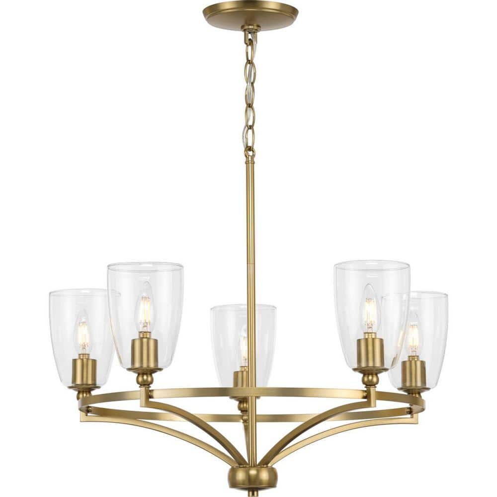Parkhurst Brushed Bronze 5-Light Chandelier with Glass Shades