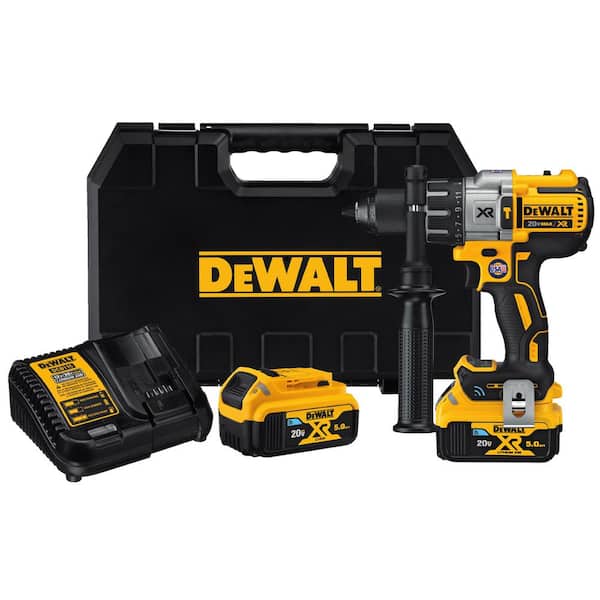 DEWALT 20V MAX XR with Tool Connect Cordless Brushless 1/2 in. Hammer Drill/Driver, (2) 20V 5.0Ah Batteries, and Charger