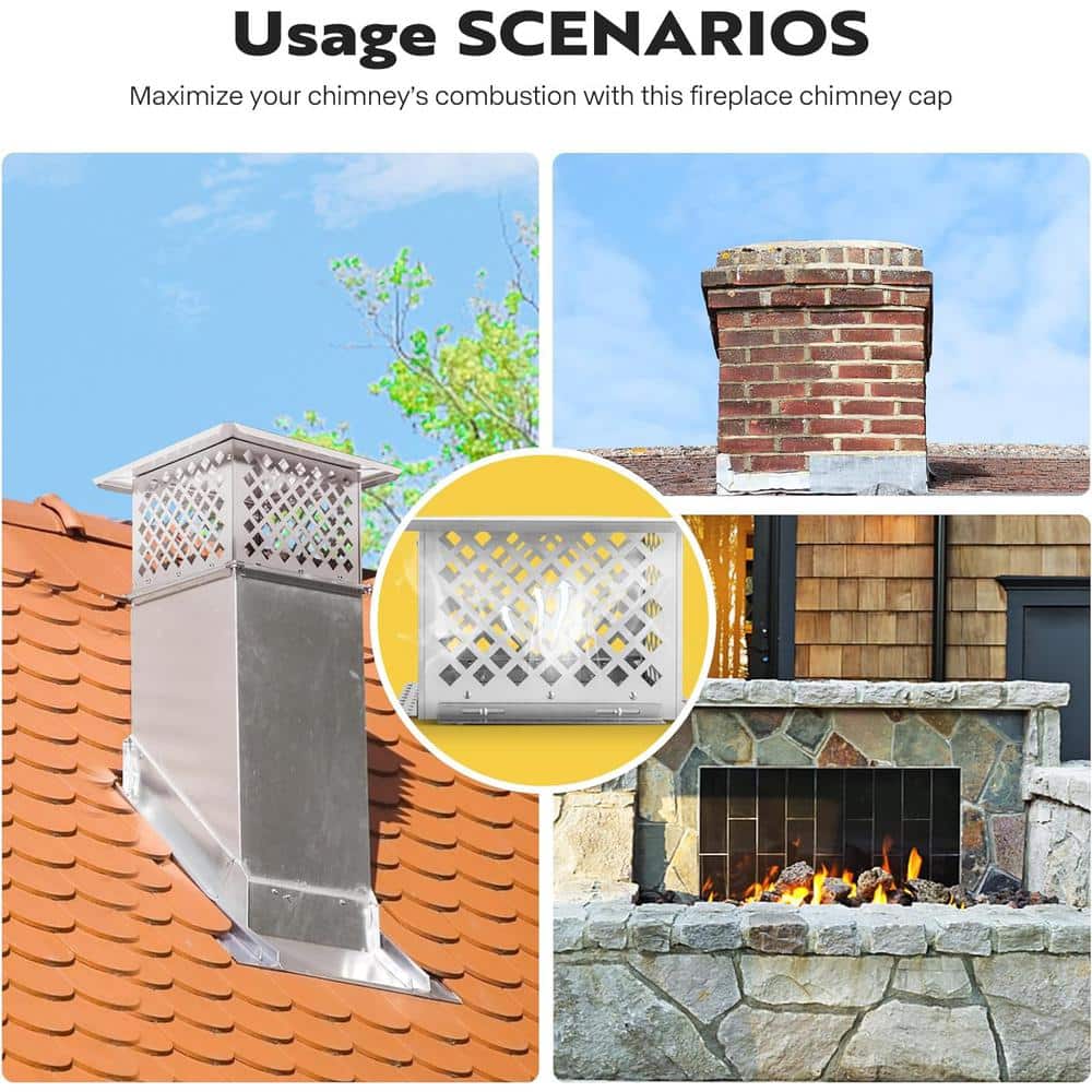 13" x 17" Silver Stainless Steel Adjustable Mesh Chimney Cap
