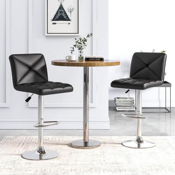 Costway Back Modern Bar Stools PU Leather Upholstered Swivel Counter Stools with Back (Set of 2)