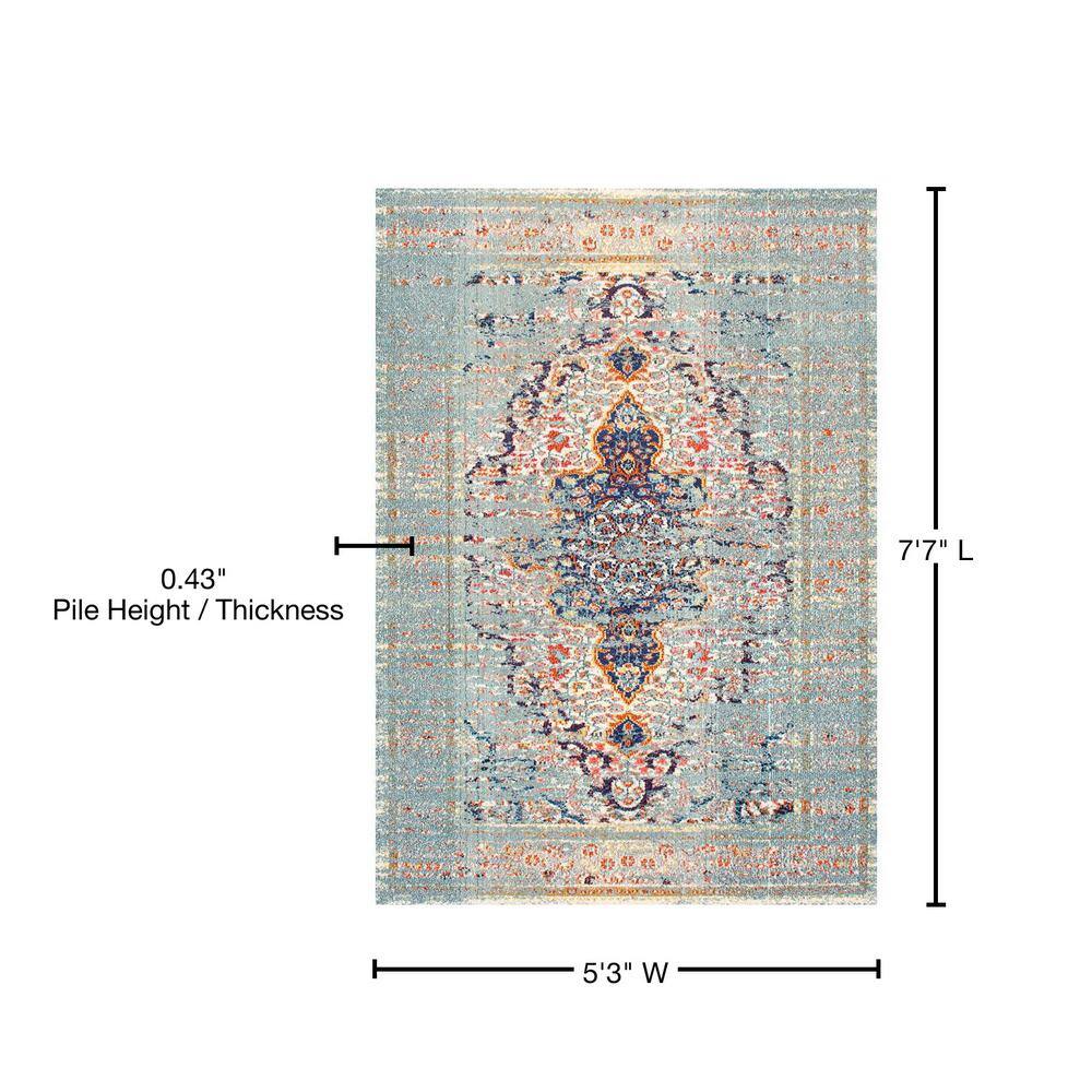 Elegant Gray Distressed Medallion 5' x 7' Synthetic Area Rug