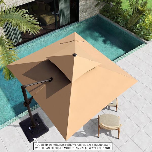 Crestlive Products 10 ft. x 10 ft. Double Top Cantilever Patio Umbrella in Tan