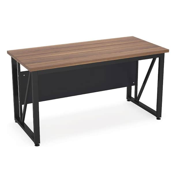 BYBLIGHT Moronia 55.1 in. Rectangular Brown Engineered Wood Computer Desk