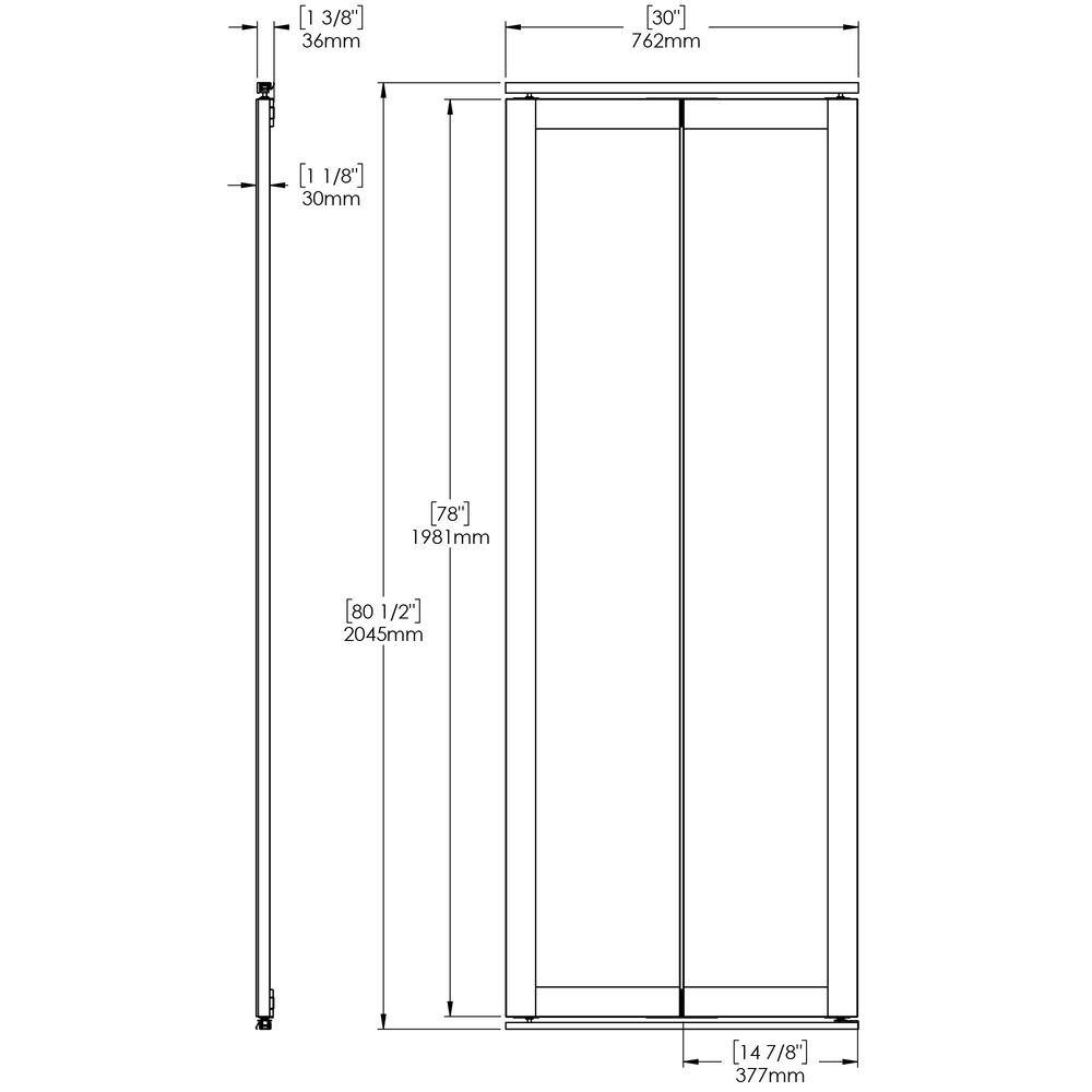 White Frosted Glass Poplar Bifold Closet Door 30"x80.5"