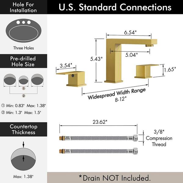 Commercial Metering Double Handle Bathroom Sink Faucet in Stainless Steel - Model 16GS-36107