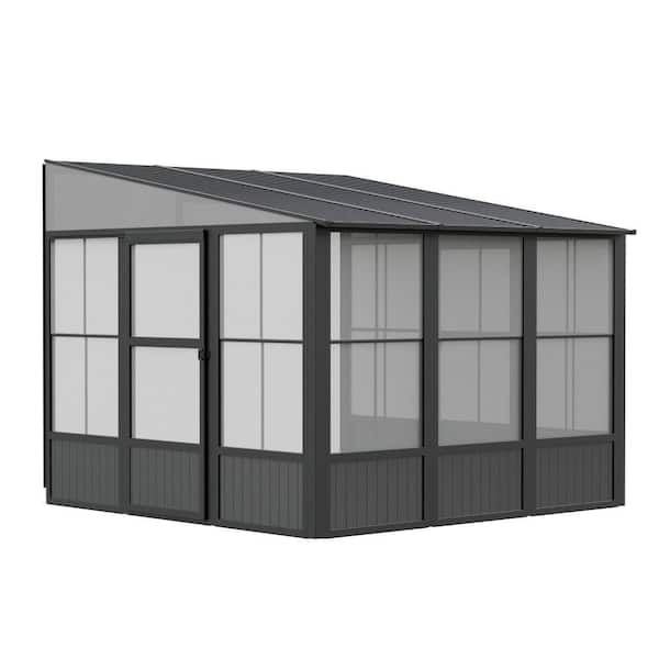 Charleston 10 ft. x 10 ft. Dark Grey Wall Mounted Solarium