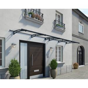Aquila 3 ft. x 14 ft. Gray/Clear Door and Window Fixed Awning