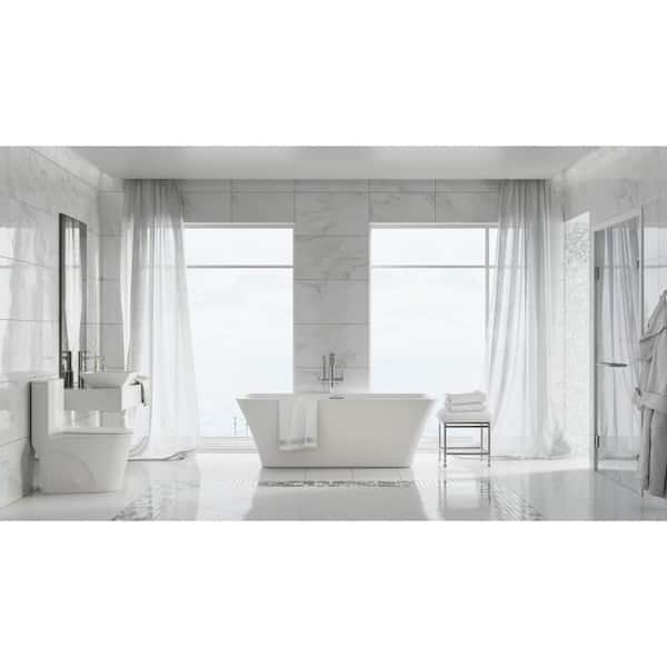 St. Tropez 1-Piece 1.1/1.6 GPF Dual Flush Elongated Toilet 14 in. Rough-In  in White