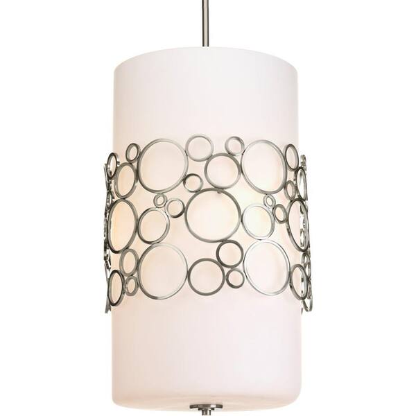 Progress Lighting Bingo Collection 3-Light Brushed Nickel Foyer Pendant with Opal Etched Glass