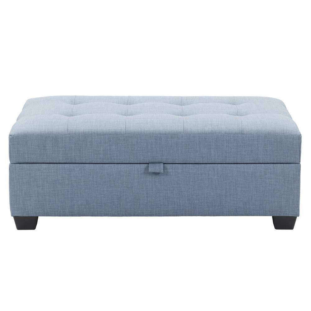 CorLiving Antonio Blue Grey Fabric Storage Ottoman LAD-174-O - The Home Depot