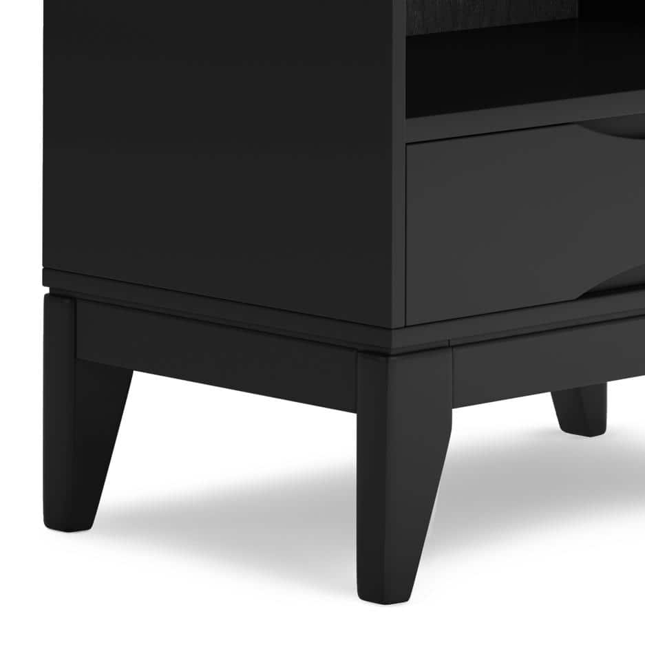 Harper Black Solid Hardwood Adjustable Mid Century Modern Bookcase