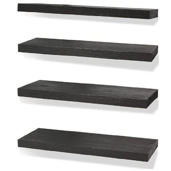 Unbranded 15.8 in. W x 5.9 in. D Rustic Wood Shelves for Wall Storage with Invisible Brackets, Decorative Wall Shelf (Set of 5)