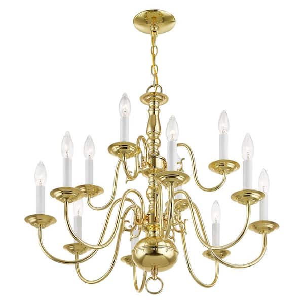 Williamsburgh 12 Light Polished Brass Chandelier