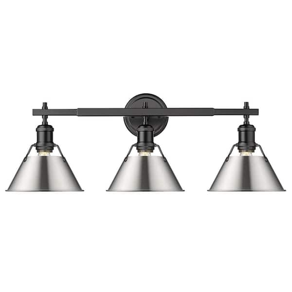 Golden Lighting Orwell 4.875 in. 3-Light Matte Black Vanity Light 3306 ...