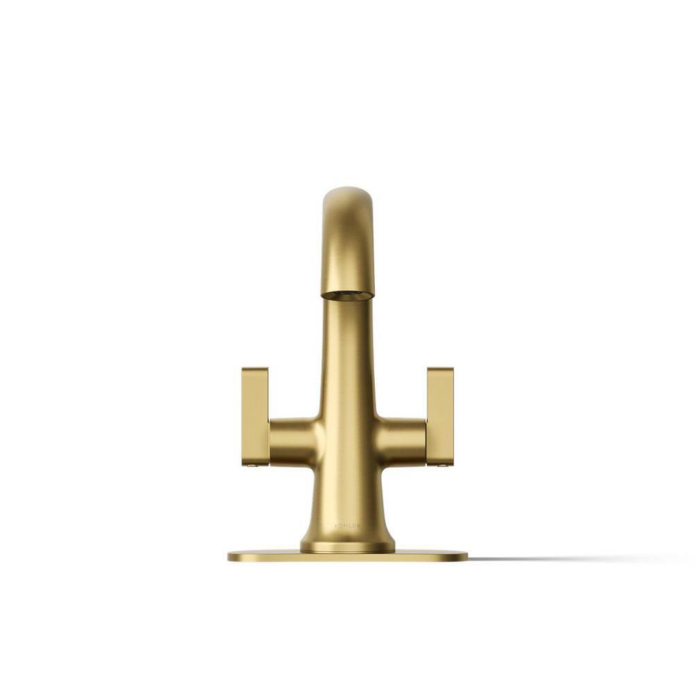 Vibrant Moderne Brushed Brass Double Handle Bathroom Faucet