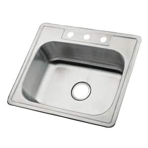 Brushed Stainless Steel 25 in. Single Bowl Drop-In Kitchen Sink