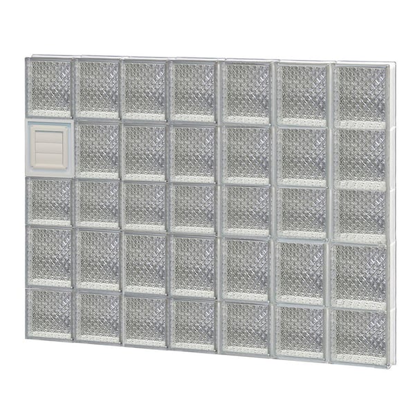 Clearly Secure 40.25 in. x 32.75 in. x 3.125 in. Frameless Diamond Pattern Glass Block Window with Dryer Vent