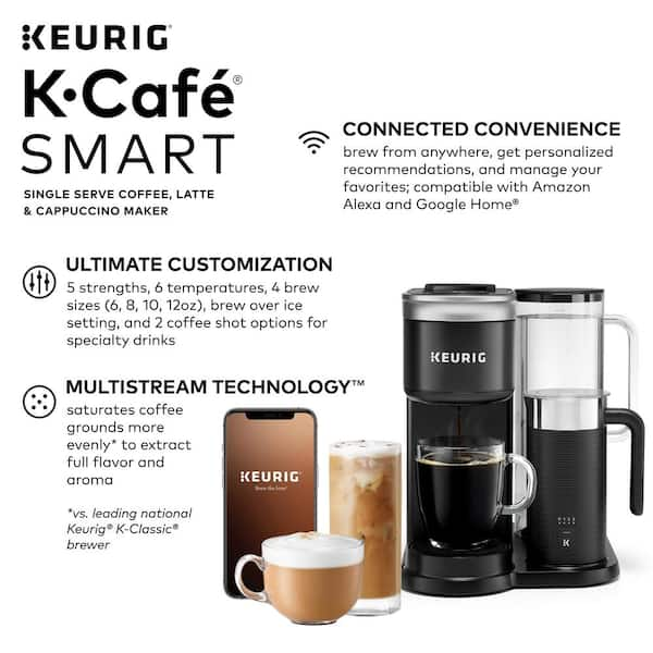 Keurig Cafe Smart Single Serve Cup Black Coffee Maker with Frother 5000365485 The Home Depot