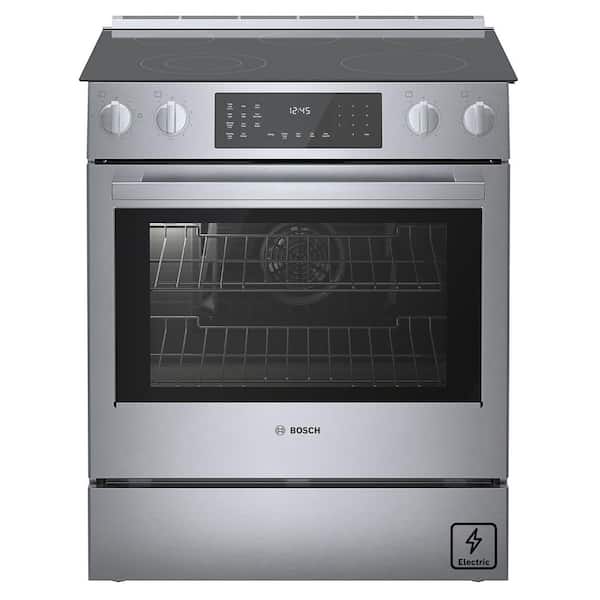 800 Series 30 in 5 Burner Element Slide-In Electric Range in Stainless Steel with True Convection Oven and Self-Cleaning