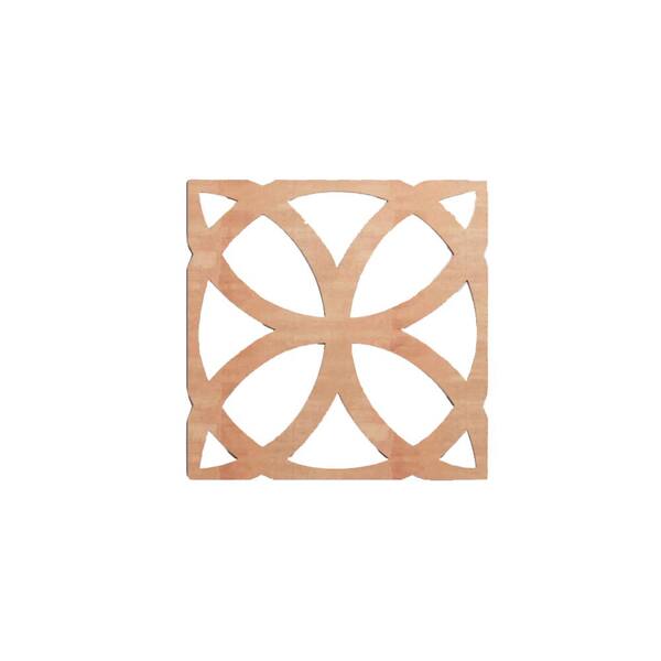 Ekena Millwork 11-3/8 in. x 11-3/8 in. x 1/4 in. Cherry Small Daventry Decorative Fretwork Wood Wall Panels (50-Pack)