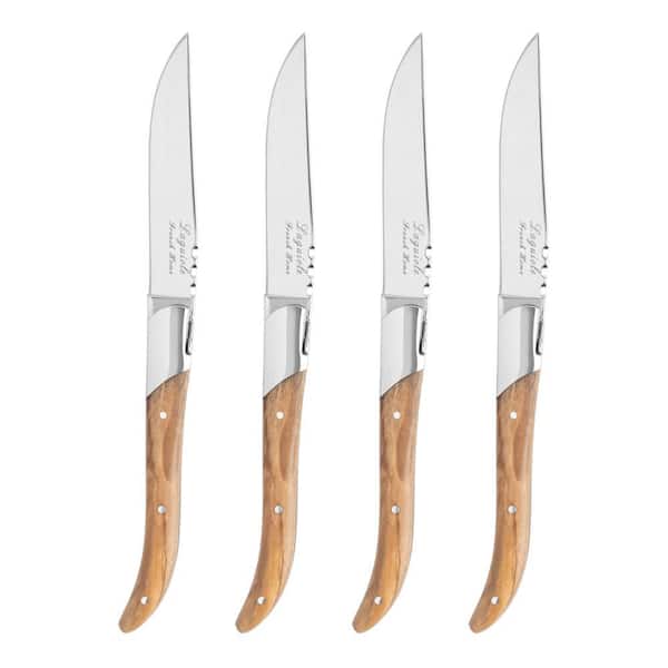 Laguiole Connoisseur Steak Knives with Olive Wood Handles (Set of 4)