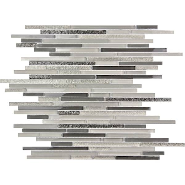 Apollo Tile Waterfall Gray 4 in. x 5 in. Polished Linear Glass Mosaic Floor and Wall Tile Sample (0.13 sq. ft./Piece)