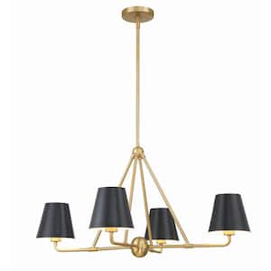 Xavier 4-Light Vibrant Gold Chandelier with Steel Shade