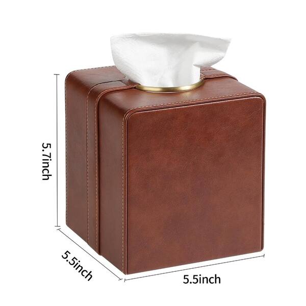 Luxury Square PU Leather Tissue Box Cover with Magnetic Closure
