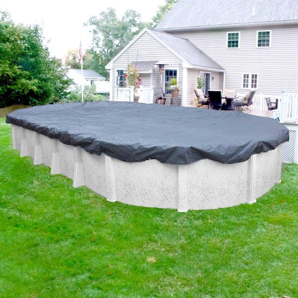 Robelle Value-Line 16 ft. x 32 ft. Oval Azure Blue Solid Above Ground Winter Pool Cover