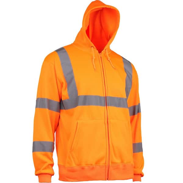 Unisex Large Orange ANSI Type R Class 3-Hooded Sweatshirt