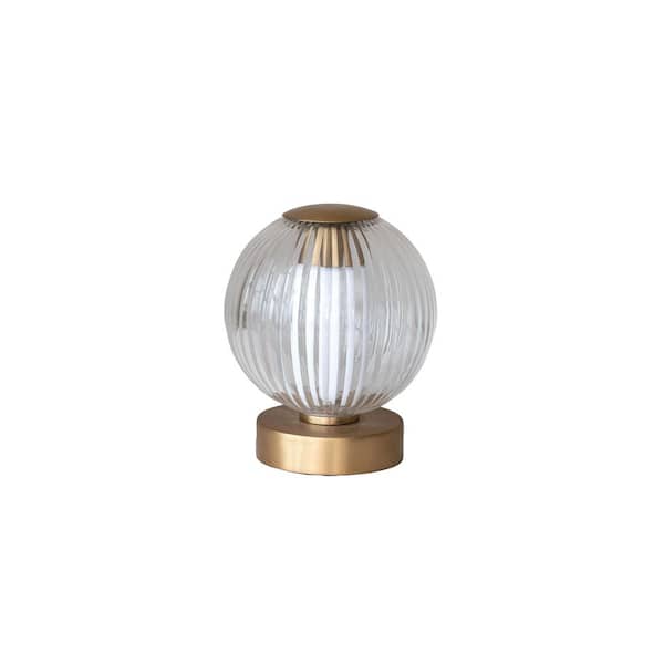 Storied Home 6 in. Antique Brass Rechargeable Globe Table Lamp with Touch Sensor